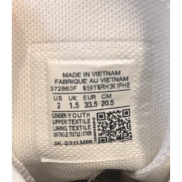 Converse Youth Chuck Taylor All Star Canvas Hi Top Sneaker Size 2 White - Picture 7 of 7